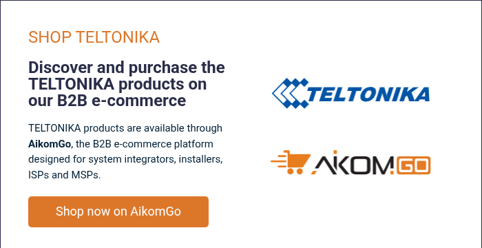 SHOP TELTONIKA &nbsp; Discover and purchase the TELTONIKA products on our B2B e-commerce &nbsp; TELTONIKA products are available through AikomGo, the B2B e-commerce platform designed for system integrators, installers, ISPs and MSPs.
