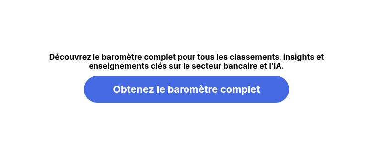 Découvrez le baromètre complet pour tous les classements, insights et enseignements clés sur le secteur bancaire et l’IA.