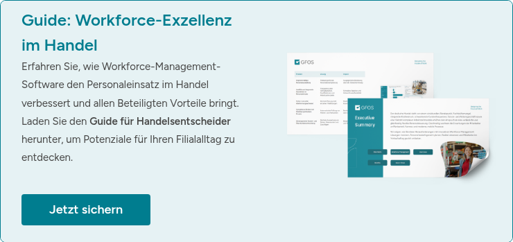 Guide: Workforce-Exzellenz im Handel Erfahren Sie, wie Workforce-Management-Software den Personaleinsatz im Handel verbessert und allen Beteiligten Vorteile bringt. Laden Sie den Guide f&uuml;r Handelsentscheider herunter, um Potenziale f&uuml;r Ihren Filialalltag zu entdecken. &nbsp; &nbsp;