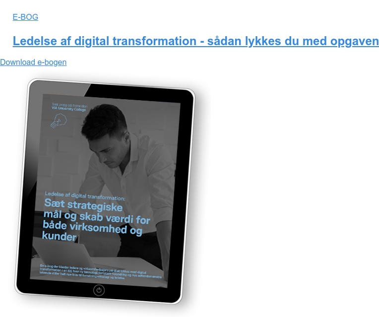 E-BOG  Ledelse af digital transformation - sådan lykkes du med opgaven Download e-bogen