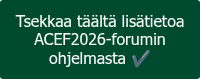 Tsekkaa täältä lisätietoa ACEF2026-forumin ohjelmasta ✔️