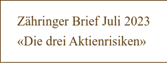 Zähringer Brief Juli 2023  «Die drei Aktienrisiken»