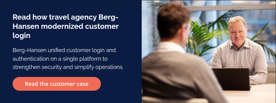 Read how travel agency Berg-Hansen modernized customer login &nbsp; Berg-Hansen unified customer login and authentication on a single platform to strengthen security and simplify operations.