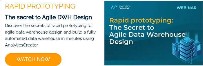 RAPID PROTOTYPING The secret to Agile DWH Design Discover the secrets of rapid prototyping for agile data warehouse design and build a fully automated data warehouse in minutes using AnalyticsCreator.  