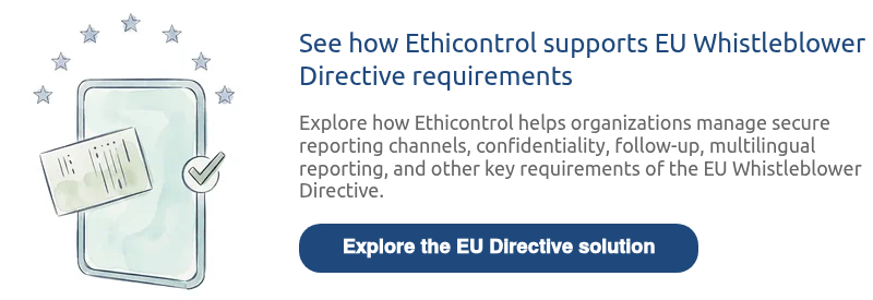 See how Ethicontrol supports EU Whistleblower Directive requirements