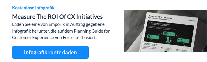 Kostenlose Infografik Measure The ROI Of CX Initiatives Laden Sie eine von Emporix in Auftrag gegebene Infografik herunter, die auf dem Planning Guide for Customer Experience von Forrester basiert.&nbsp; &nbsp;