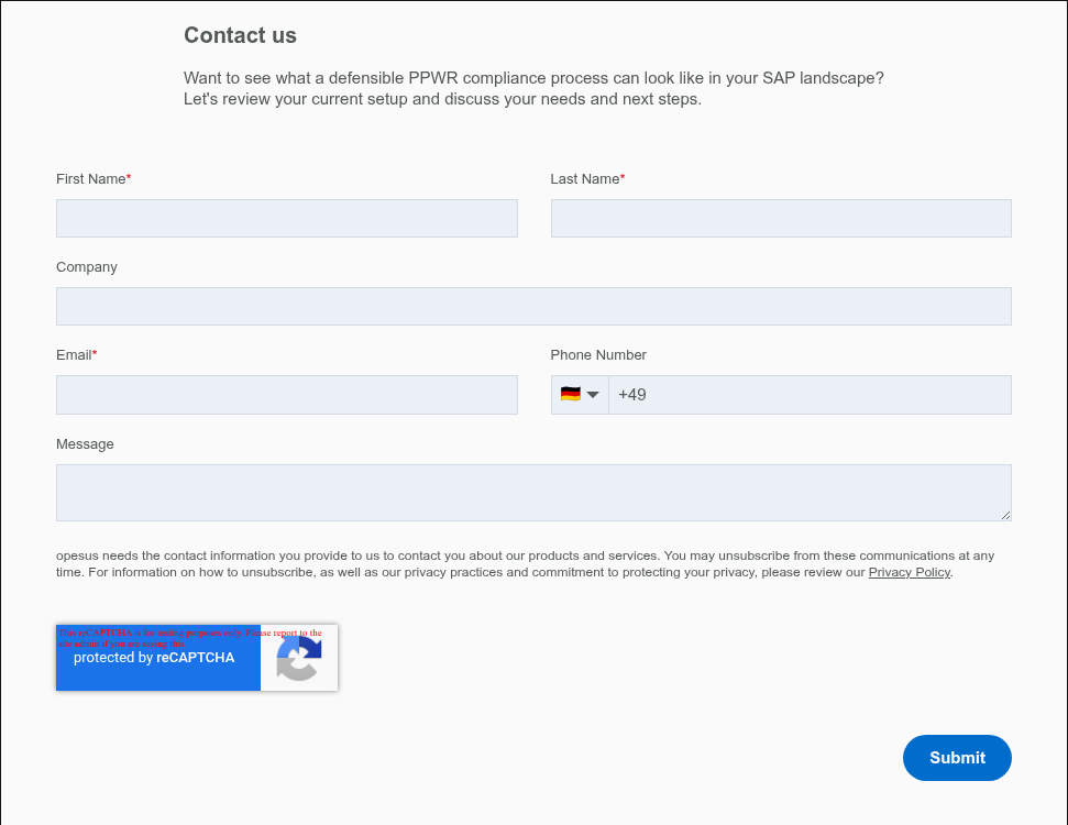 Contact us&nbsp; Want to see what a defensible PPWR compliance process can look&nbsp;like in your SAP landscape? Let's review your current setup and discuss your needs and next steps. &nbsp;